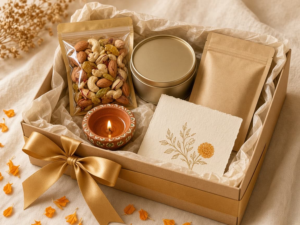The Festive hamper, packed in a kraft box